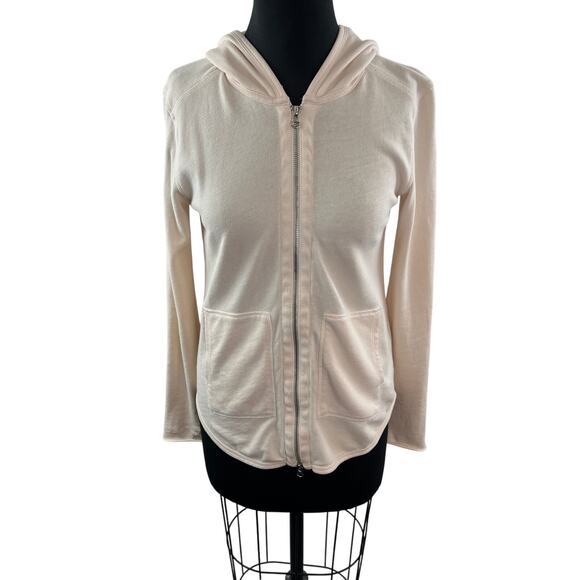 ATM Anthony Thomas Melillo Cream Zip Hoodie Soft Lightweight Cotton Size S Small - Picture 1 of 11